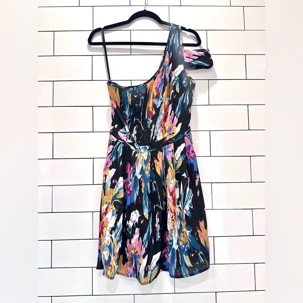 Reformed Vibrant One-Shoulder Floral Mini Dress